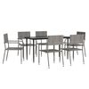 vidaXL Set da Pranzo da Giardino 7 pz Nero Grigio Polyrattan e Acciaio