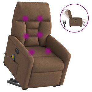 vidaXL Poltrona Alzapersona Massaggiante Elettrica Marrone Tessuto