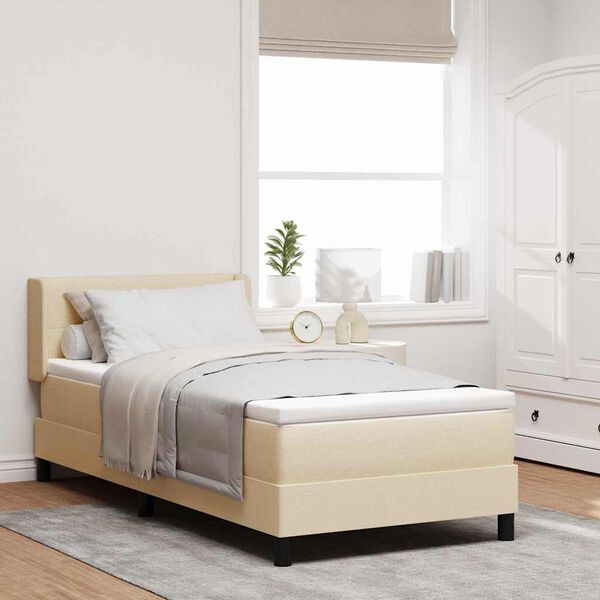 vidaXL Letto box spring con materasso con materasso Crema 90 x 200 cm