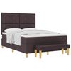 vidaXL Letto a molle con testiera Marrone scuro 200 x 140 cm Tessuto