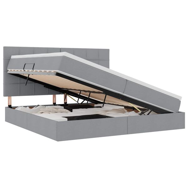 vidaXL Letto con contenitore e materasso Grigio chiaro 200 x 200 cm