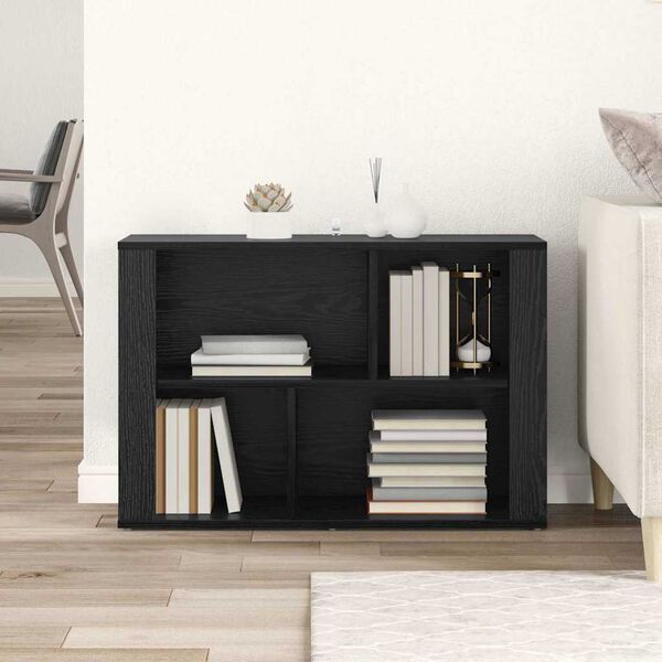 vidaXL Credenza Rovere Nero 80 x 30 x 53 cm Legno multistrato