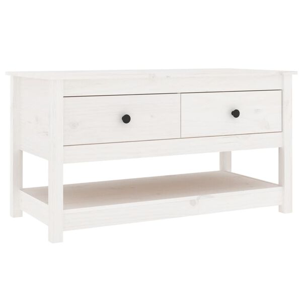 vidaXL Tavolino da Salotto Bianco 102x49x55 cm Legno Massello di Pino