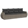 vidaXL Set Divani da Giardino 4 pz con Cuscini in Polyrattan Grigio