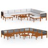 vidaXL Set da giardino 11 pezzi con cuscini in legno di acacia crema