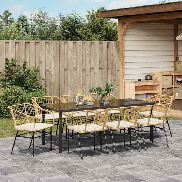 vidaXL Set da Pranzo per Giardino 9 pcs Marrone polyrattan