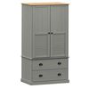 vidaXL Armadio VIGO 90x55x170 cm in Legno Massello di Pino Grigio