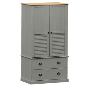 vidaXL Armadio VIGO 90x55x170 cm in Legno Massello di Pino Grigio