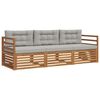 vidaXL Set di divani da esterno 3 pcs Grigio Naturale e Chiaro