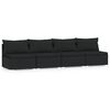 vidaXL Divano a 4 Posti con Cuscini in Polyrattan Nero