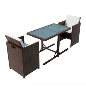 vidaXL Set da Bistrot 3 pz con Cuscini in Polyrattan Marrone