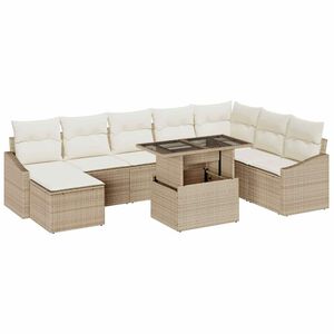 vidaXL Set Divano da Giardino con cuscino 9 pcs Beige e Crema