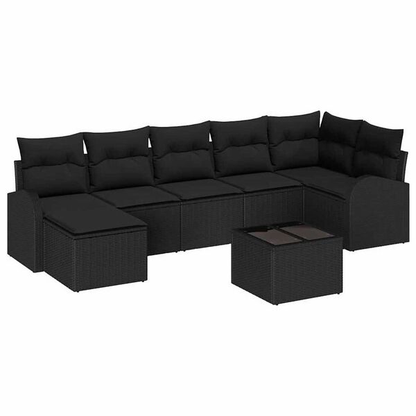 vidaXL Set di divani con cuscino 8 pcs Nero polyrattan
