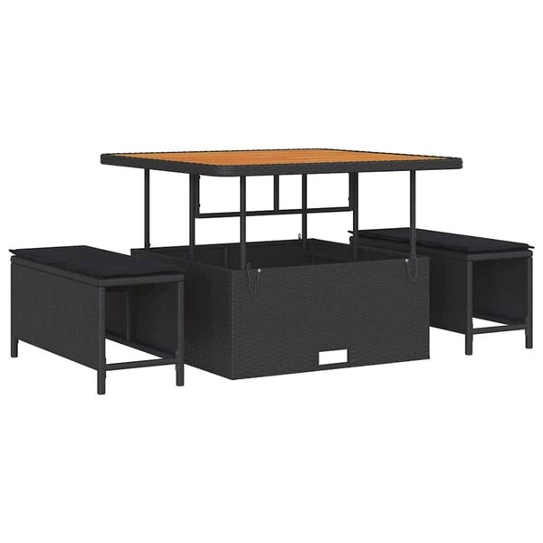 vidaXL Set Divano da Giardino con cuscino con archiviazione 8 pcs Nero