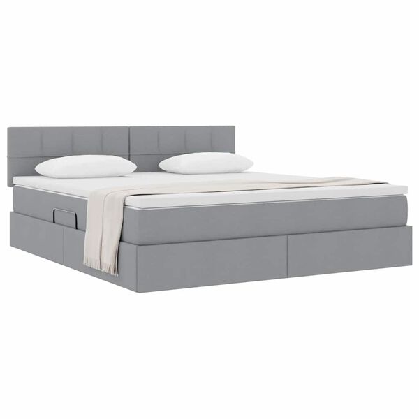 vidaXL Letto con contenitore e materasso Grigio chiaro 160 x 200 cm