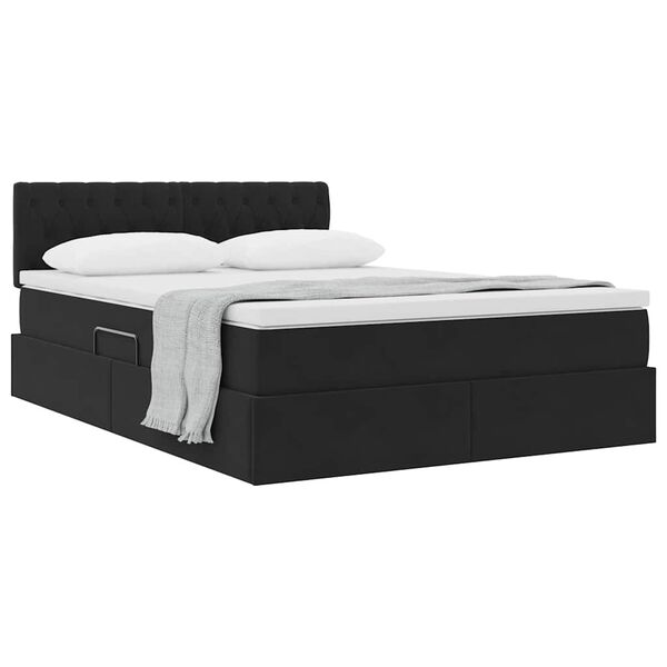 vidaXL Letto con Contenitore con materasso Nero 140 x 190 cm Velluto