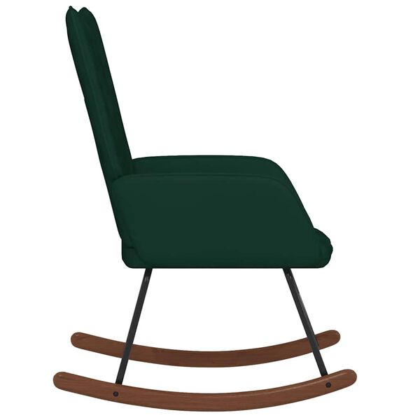 vidaXL Sedia a Dondolo Verde Scuro in Velluto