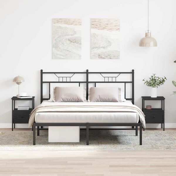 vidaXL Armadio da Notte con cassetto 2 pcs Rovere Nero 34 x 36 x 50 cm