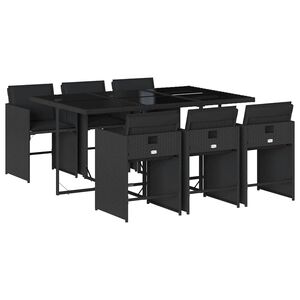 vidaXL Set da Pranzo da Giardino 7 pz Nero con Cuscini in Polyrattan