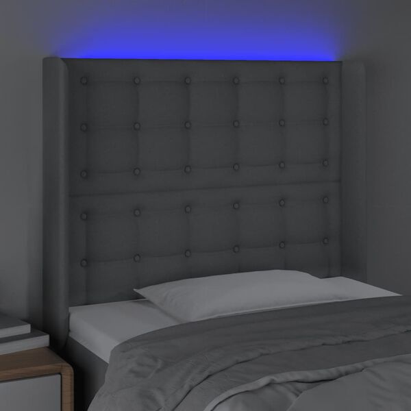 vidaXL Testiera a LED Grigio Chiaro 93x16x118/128 cm in Tessuto