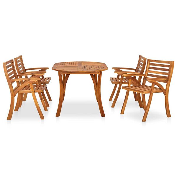 vidaXL Set da pranzo da giardino 5 pz 150x90 cm in legno massello di acacia