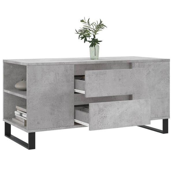 vidaXL Tavolino Salotto Grigio Cemento 102x44,5x50cm Legno Multistrato