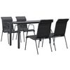 vidaXL Set da Pranzo da Giardino 5 pz Nero in Acciaio e Textilene