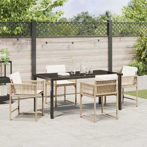vidaXL Set da Pranzo per Giardino 5 pcs Beige polyrattan