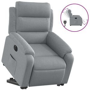 vidaXL Poltrona Reclinante Alzapersona Elettrica Grigio Chiaro Tessuto