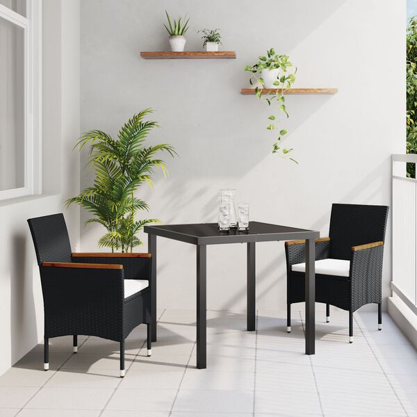 vidaXL Set da Pranzo per Giardino con cuscino 3 pcs Grigio polyrattan