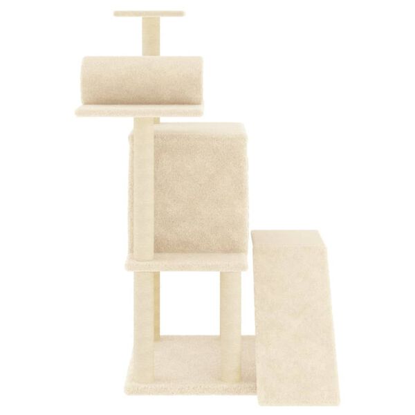 vidaXL Albero per Gatti con Tiragraffi in Sisal Crema 110,5 cm