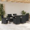vidaXL Set da Pranzo per Giardino 7 pcs Nero polyrattan
