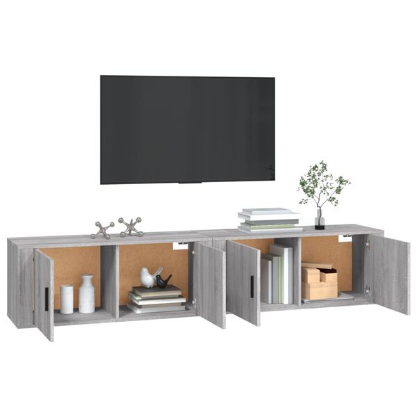 vidaXL Mobili Porta TV a Parete 2 pz Grigio Sonoma 100x34,5x40 cm