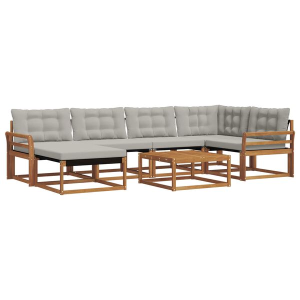 vidaXL Set di divani da esterno 7 pcs Grigio Naturale e Chiaro