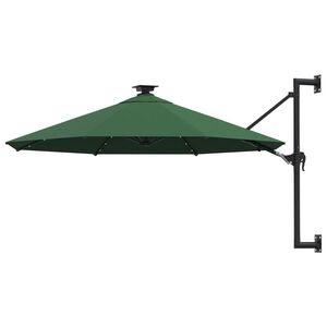 vidaXL Ombrellone da Giardino a Parete con LED 300 cm Verde