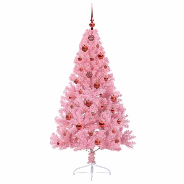 vidaXL Albero di Natale artificiale con luci integrate Rosa 150 cm PVC