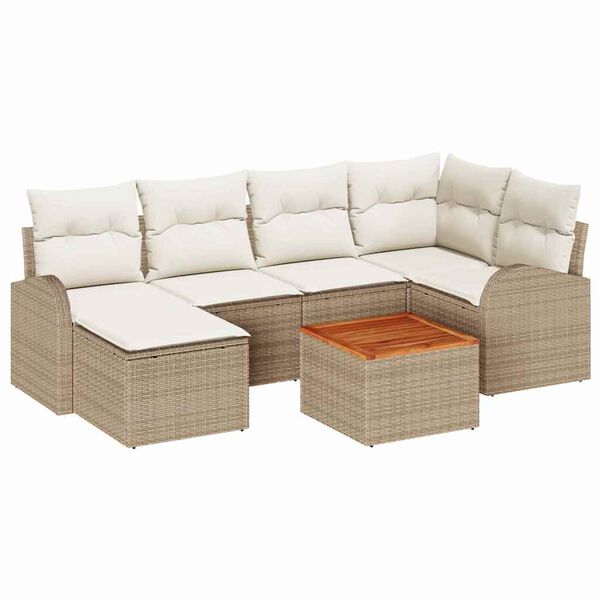 vidaXL Set Divano da Giardino 7 pcs Beige e bianco