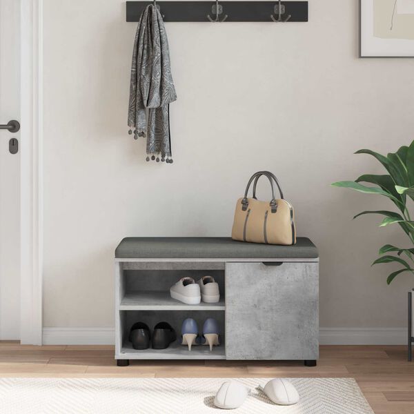 vidaXL Panca per ingresso con cuscino Grigio Cemento 80 x 38 x 46 cm