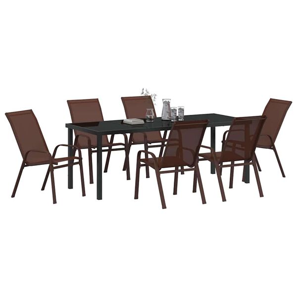 vidaXL Set da Pranzo per Giardino 7 pcs Marrone e Nero