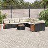 vidaXL Set Divani da Giardino 11 pz con Cuscini in Polyrattan Nero