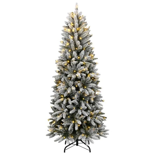 vidaXL Albero di Natale Artificiale con 300 LED e Neve Floccata 180 cm