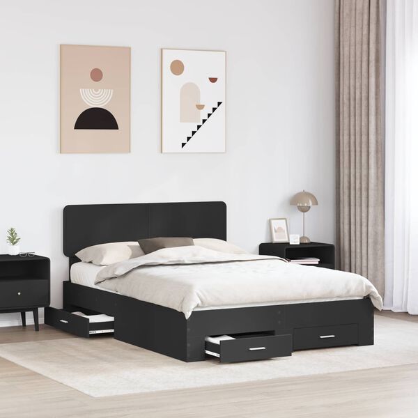vidaXL Struttura del letto Nero 140 x 190 cm Legno multistrato