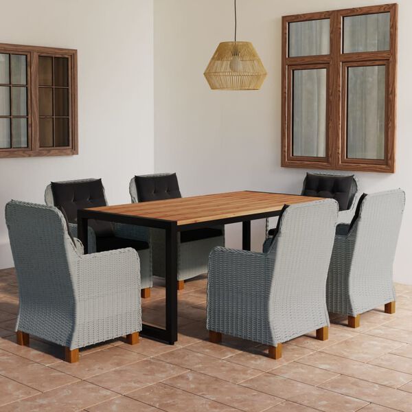 vidaXL Set Mobili da Pranzo per Giardino 7 pz Grigio Chiaro