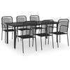 vidaXL Set da Pranzo da Giardino 7 pz Nero in Vetro e Acciaio