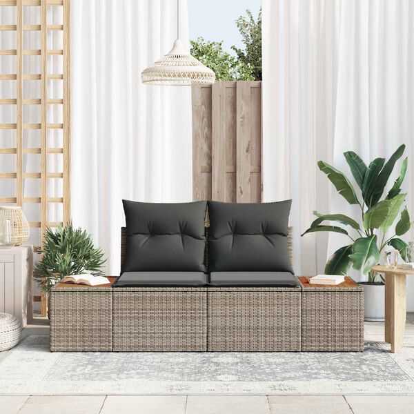 vidaXL Divano da giardino Grigio 184 x 62 x 85cm polyrattan