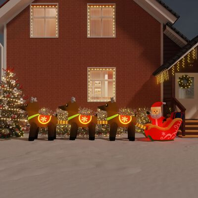 vidaXL Decorazione Natalizia Babbo Natale e Renne Gonfiabili LED 138cm