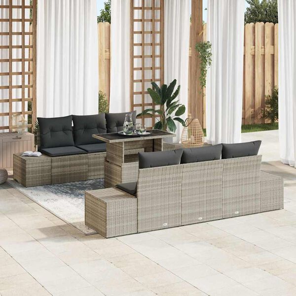vidaXL Set Divano da Giardino 7 pcs Grigio chiaro e grigio scuro