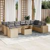 vidaXL Set Divani da Giardino 11 pz con Cuscini Beige in Polyrattan
