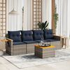 vidaXL Set Divani da Giardino 5 pz con Cuscini Grigio in Polyrattan
