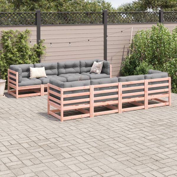 vidaXL Set Divani da Giardino 9 pz in Legno Massello Abete Douglas